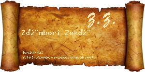 Zámbori Zekő névjegykártya